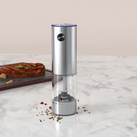 Electric Salt or Pepper Grinder , Stainless Steel with LED Light, Type-C Rechargeable, Ceramic Adjustable Coarseness