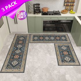 Kitchen Rug Sets 3 Piece with Runner Non Slip Kitchen Rugs and Mats Washable Kitchen Mats for Floor Thick Kitchen Floor Mat Carpet Runner Rugs fo